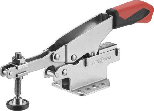 Waagrechtspanner 6870 Größe 70 | Schnellspanner mit variabler Spannhöhe | offener Haltearm, waagrechter Fuß | ergonomischer, ölbeständiger 2-Komponenten-Handgriff | Andrückschraube M6 x 40mm (70)