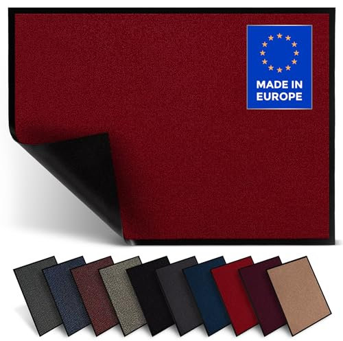 Jan Max Schmutzfangmatte - 8 Farben - Fußmatte mit 2900g/m2 PP Twisted Heatset Faser - 2,4l/m2 Feuchtigkeitsaufnahme - Sauberlaufmatte rot 80 x 120 cm Rot