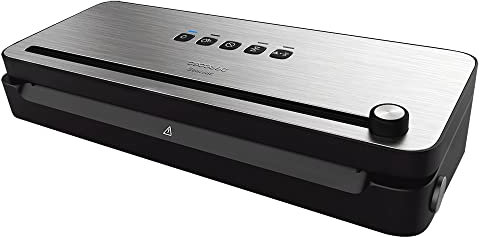 Cecotec Envasadora al Vacío FoodCare SealVac 140 SteelCut. Potencia 140 W, Velocidad de vacío 10 segundos, Acero Inoxidable, Presión de vacío 0,75 Bares, Luz LED, Admite Bolsas genéricas