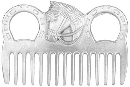 SALALIS Pferdekamm im Taschenformat, Metallpolierender Pferdekamm, Pferdeöffnungsknotenkamm, tragbarer Pferdekopf-Mähnenkamm zum Kämmen der Mähne 3,9 x 2,8 x 0,2 Zoll