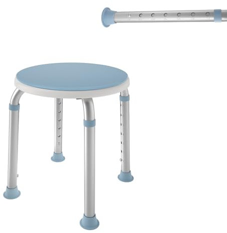 HENGMEI Anti-Rutsch Aluminium Duschhocker Höhenverstellbar Badhocker 360° Drehbar rund Duschstuhl Badsitz für Senioren mit Schwangere(Type A)