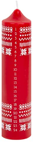 Talking Tables Vela de Adviento roja con pilar de Navidad para corona, cera sin perfume de 20,5 cm, fechas para la cuenta regresiva para el día de Navidad, decoración de mesa
