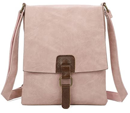 OBC Damen Tasche Crossbody Handtasche Messenger Schultertasche Umhängetasche Shopper Tablettasche bis ca. 7-8 Zoll Henkeltasche Überschlagtasche Leder Optik Rosa