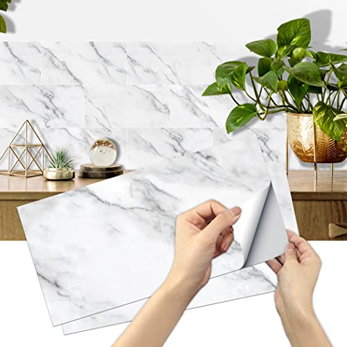 12 Azulejos Adhesivos AMOYUN Vinilo Pared Vinilos de Pared Decorativos 15x30cm Revestimiento de Paredes PVC Baldosas Adhesivas Cocina Baño