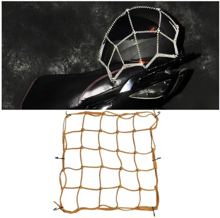 CGEAMDY Filet Bagages De Rangement Moto, Étirements De Filet Cargaison Elastique 40x40cm, Filet De Chargement, élastique Résistant à l'usure Durable avec 6 Crochets pour Motos Vélos Kayaks(Jaune)