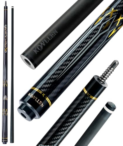 KONLLEN Carbon Fiber Pool Cue 58in Low Deflection Billiard Cue 12.5mm Tip