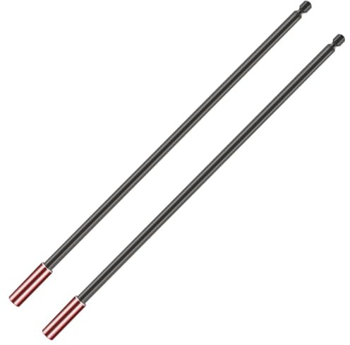 2pcs Drill Bit Extension Holder 12inch 300mm Long Magnetic Impact Driver Bar Hand-Held Reach Screwdriver 1/4 Hex Shank Bit Holders for Screws Nuts Drill
