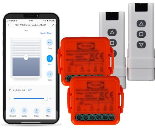 RF-Rollladenschalter, Steuermodul für elektrische Rollläden, Sprachsteuerung mit Alexa und Google Home, Smart Life-Steuerung, unterstützt RF-Fernbedienung 433 MHz (2)