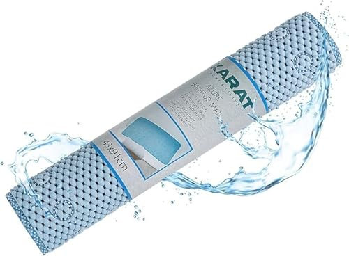 KARAT Tapis de Baignoire - Azure - Tapis antidérapant pour Baignoire, Tapis de Baignoire, Tapis de Douche avec ventouses, Tapis de Bain antidérapant (Bleu, 43 x 91 cm)