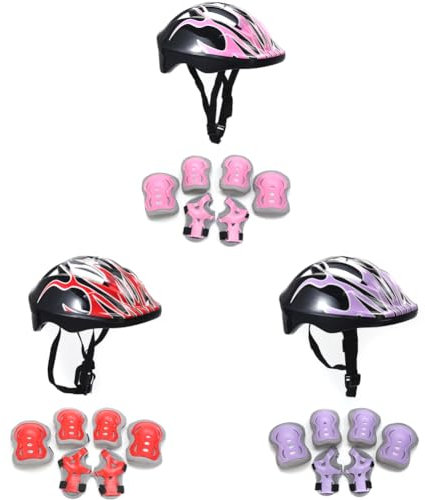 LYEAA Kinderhelm mit Knieschoner, Ellenbogen- und Handgelenkschoner, Schutzausrüstung, Set für Radfahren, Skateboard, Roller, Skaten