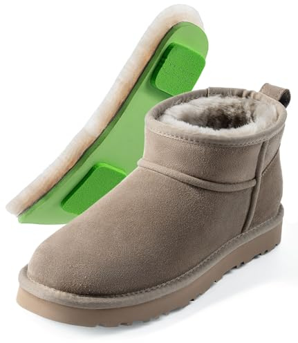 MelSyd Sheepskin Mini Boots Womens: -22℉ Thermal Insulated Ankle Booties Daily Comfort - Waterproof Suede Breathable Winter Shoes for Professional Women Urban Commute & Office Wear‌ - Olive Size 8