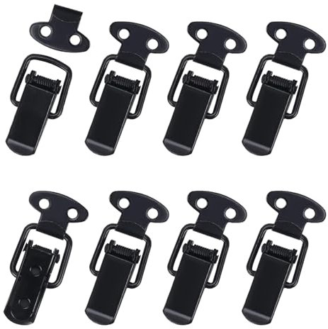 Zythrem 8 Pezzi Chiusura a Leva Fermaglio a Molla in Acciaio Nero Chiusura a Scatto per Chiusura Cassetto Scatola Attrezzi Armadietto