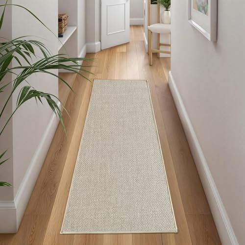 Cheerx Runner Rug, Extra Long Non-Slip Dirt Trapper Mat, Rubber Backed Kitchen Rugs, Washable Floor Carpet Runners for Hallway Entryway Laundry Besides（Beige,43x150cm）