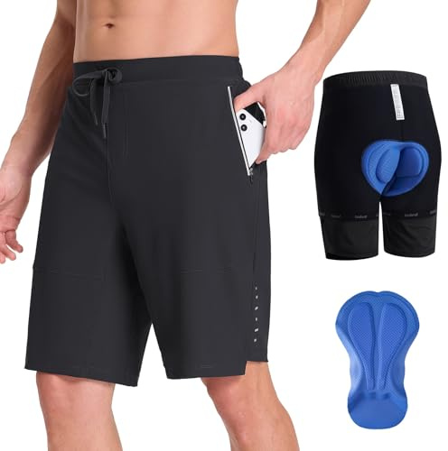 baleaf Mens MTB Cycling Shorts 3D Padded Mountain Bike Short for Men 2 in 1 Outdoor Cycle Bicycle Black L