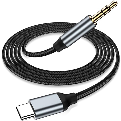 yootech USB C a conector auxiliar de audio de 3,5 mm, Nylon Cable 2M Jack a AUX USB C, Adaptador de Estéreo Auxiliar Audio para iPhone 16 15 Pro MAX Plus, para Galaxy S24/S23/S22 -Paquete de 2
