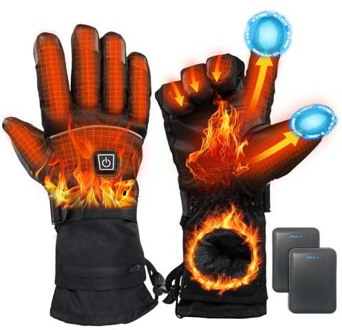 Minthouz Beheizbare Handschuhe, 5V 5000 mAh USB-C Wiederaufladbare Beheizte Handschuhe mit Wasserdichtem Touchscreen, 3 Heizstufen Winterhandschuhe für Outdoor-Arbeit und Sport