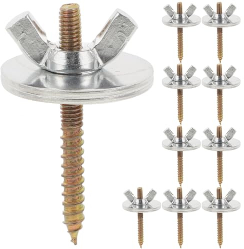 TOYANDONA 10 Sets Bird Perch Screws for Bird Cage Accessories Silver Iron Material with Nuts and Gaskets Easy to Store and Carry Suitable for Perch