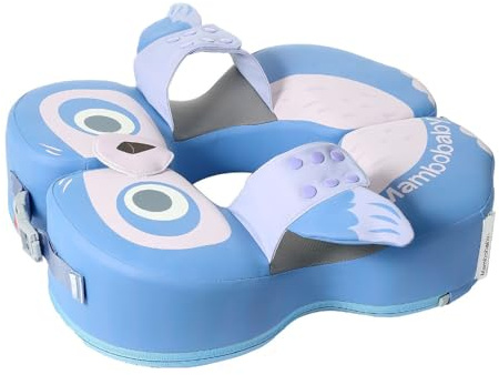OPPWONG Safe Baby Swimming Float Non-inflatable Baby Swim Float Ring for 3-72 Months Boys Girls, Swim Trainer for Infant Pool, Pearl Foam + Leather (Blue)