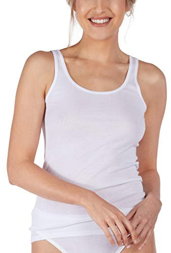 HUBER Damen Huber Damen Achselshirt 2er Pack Cotton 2 Pack Extra Fine Unterhemd, Weiß, 40 EU