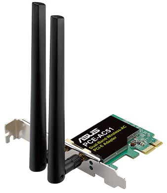 ASUS PCE-AC51 -Tarjeta de Red Wi-Fi PCI-e AC750 (Dual-Band, WEP/WPA/WPA2, Antenas Removibles), Multicolour