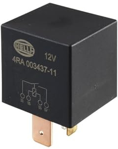 HELLA 4RA 003 437-111 Relais, Arbeitsstrom - 12V - 4-polig - Schaltbild: S1 - Stecker: B3 - Hochleistungs-Schließer - Farbe: schwarz - ohne Halter