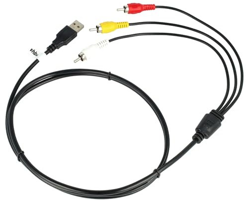 vhbw Cable AV de USB a Cinch Compatible con Reproductores HDD, Sistemas AV estéreo -Clavija USB A 2.0 a Clavija 3 Cinch, 1,4m, Negro