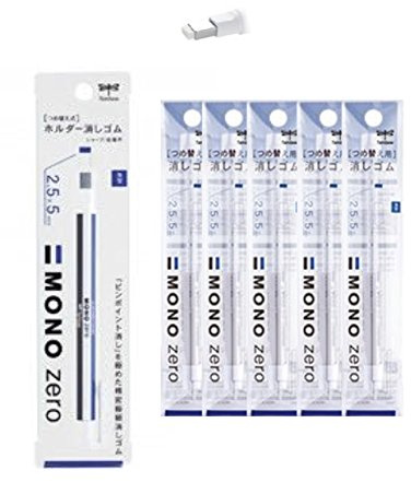 Tombow Mono Zero Pen-Style Eraser (1 Pen-Eraser & 10 Refills, 2.5mm Rectangle tip)