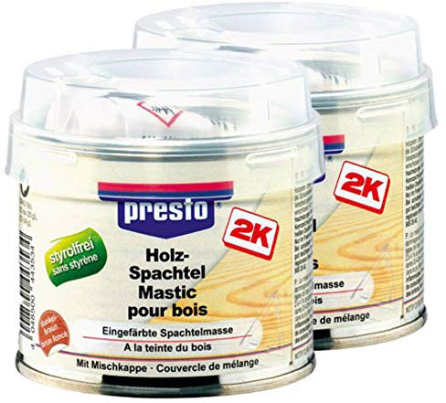 Presto 2X 443480 Holz-Spachtel Holzspachtel Spachtel Hellbraun Mit Mischkappe 25
