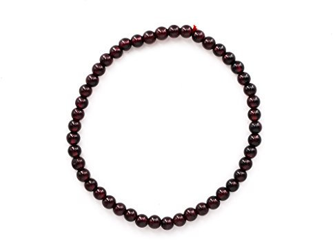 Taddart Minerals – Dunkelrot Braunes Armband aus dem natürlichen Edelstein Granat mit 4 mm Kugeln auf elastischem Nylonfaden aufgezogen - handgefertigt