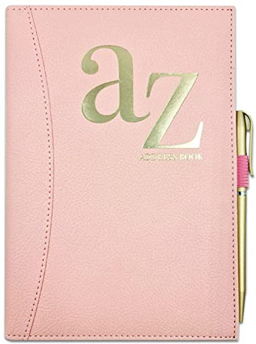 A to Z Telephone A5 Address Book A-Z Index Hard Back Cover with Pen (Pink)