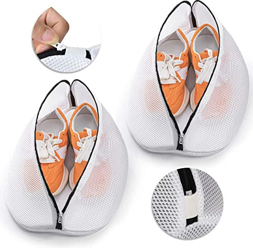 Dmjia Wäschenetz Schuhe, 2 Stück Netz Schuhsack Waschmaschine mit Reißverschluss (38 x 21 x 23 cm), Wäschesack, Waschbeutel, Schuhwaschbeutel, für Sneaker, Socken