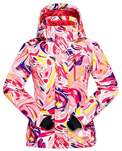 Saeohnssty Damen Skijacke und Schneejacke mit Hose, winddicht, wasserdicht, gepolstert, Größe 15 S