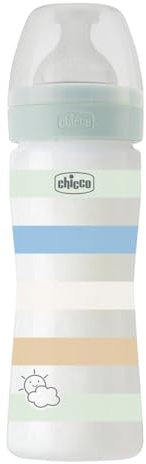 Chicco Flasche Well-Being Medium Fluss, mit Physio-Sauger aus weichem Silikon und Soft Sense Finish, Anti-Antikolik, reduziert Aufstoßen und Reizbarkeit, 250 ml Plastikflasche, 2 Monate plus, Grün