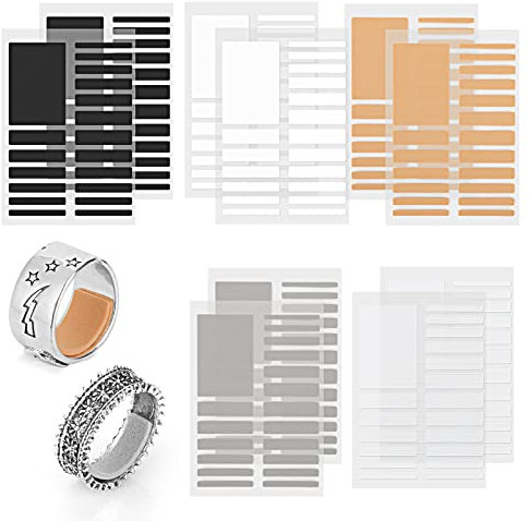 10 Blätter Unsichtbarer Ring Sizer 190 Stück Ringgrößenversteller für Lose Ringe Ringversteller Damen Herren Schmuck Größe Ringabstandshalter Aufkleber Spanner für Breiten Ringen
