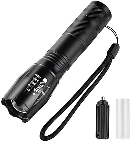 Firschoie Torcia LED Potente Professionale, Regolabile Torcia Portatile,Tattica Torcia Impermeabile,5 Modalità Di Illuminazione, Zoomabile, per il campeggio, l'outdoor, l'emergenza, l'escursionismo
