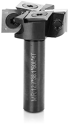 Genmitsu Oberflächenfräser 12 mm Schaft, 35 mm Schnitt mit Wendeplatten 4 Flöten, Planfräser Hartmetall Grundschneide holz Schaftfräser Oberflächenbit SS06