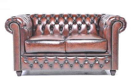 The Chesterfield Brand Chesterfield soffa Brighton 2-sitsig | 100 % läder, handgjord, original Chesterfield | bredd 150 cm (antik brun)