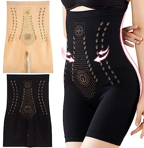 FANGCCC Ionstech Unique Fiber Restoration Shaper, 2 Stück Fiber Restoration Shaper Elastisch Body Shaper für Damen Hohe Taille Shapewear für In Form Kommen (Schwarz und Hauttöne, XXL)
