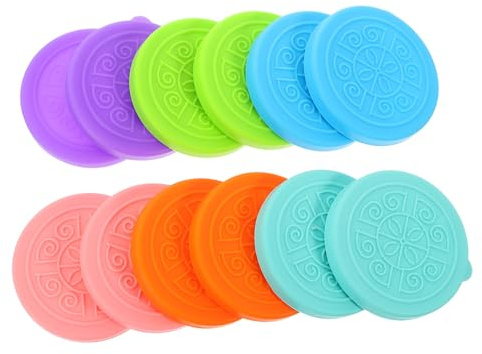 TOPBATHY 12pcs Round Silicone Covers for Yogurt Pot Lids Reusable Dipping Sauce Cups Food Containers Lids