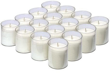Horeca Candles - Teelichter in Transparente Kunststoff Hülle - Weiß - 16 Stück - 24 Stunden Lange Brenndauer - Kerzen Deko, Gastro, Hochzeit, Dekorieren, Feiern, Entspannen, Party