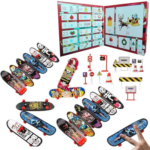 Finger Skateboards Advent Calendar 2025, Mini-skateboards Advent Calendar 2025, Fingerboard Fidget Advent Calendars 2025 for Kids, 24 Days Christmas Countdown Calendar, Gifts for Boys Girls