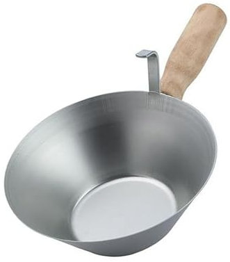 perfk Cubo de cemento, cuchara para agua, mango de madera, cuenco para albañilería, cucharón para agua para construcciones, yeso, albañilería, estuco,