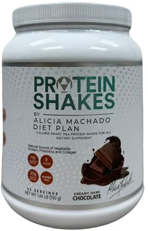 Alicia Machado Diet Plan Chocolate Meal Replacement Shake, 20g Protein, Low-Calorie, Collagen, Vegan & Dairy-Free, Complete Nutrition for Weight Managemen