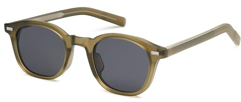 SOJOS Occhiali da sole quadrati retrò rotondi donna uomo vintage classico occhiali da sole con protezione UV400 SJ2316, verde oliva, m