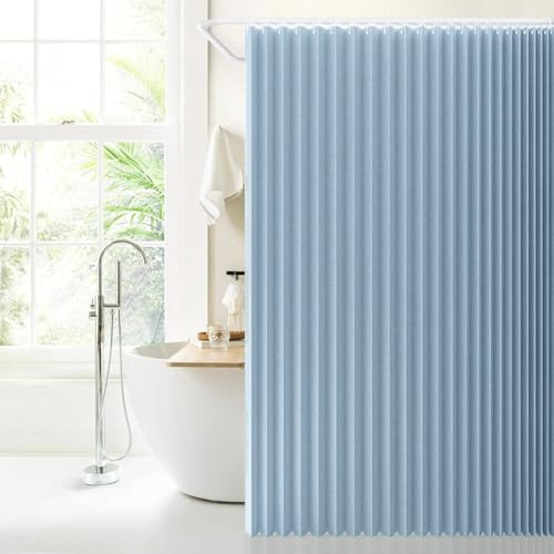 DSSHENGDS Personalizable Cortina Plegable baño corrediza，Separador de Espacios Interiores，Adecuado para Puertas correderas, armarios-Sky Blue- 80x190cm