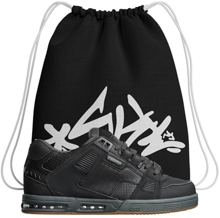 Chaussures de Skateboard - Globe Sabre Trainers Ombre Foncée/Fantôme de Gymnastique - Amortis et Résistants - Semelle robuste - Plus Sac, Noir , 41 EU