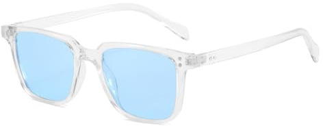 Lunettes de soleil rétro carrées pour homme et femme - Monture transparente UV400 - Lunettes de soleil vintage pour le voyage, les loisirs en plein air et la conduite
