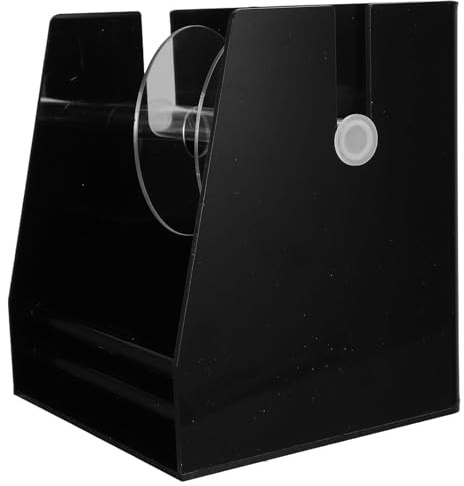 UKCOCO Distributeur D’étiquettes Manuel 3 Compartiments en Acrylique Noir – Support Rouleaux D’autocollants pour Bureau, Organiseur Compact Solide pour Maison, École et Fournitures