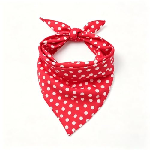 1Pcs Red Polka Dot Dog Bandana for Small Medium Dogs,Washable Dog Bandanas Kerchief Dog Triangle Bibs Scarf Adjustable Cotton Bibs Sarf Clothing & Accessories for Dogs Neck Circumferences 25-48 cm