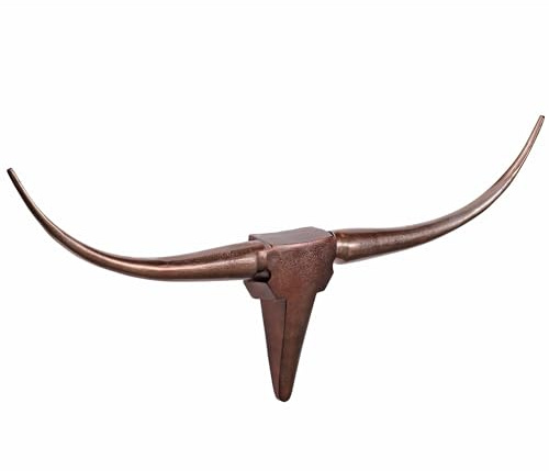 FineBuy Deko Geweih Bull M FB37860 Bronze 100 cm Aluminium Design Hörner, Wanddekoration Stierkopf Horn Modern, Wandskulptur Geweih-Jagdtrophäe Metall, Longhorn Wandschmuck Groß Braun